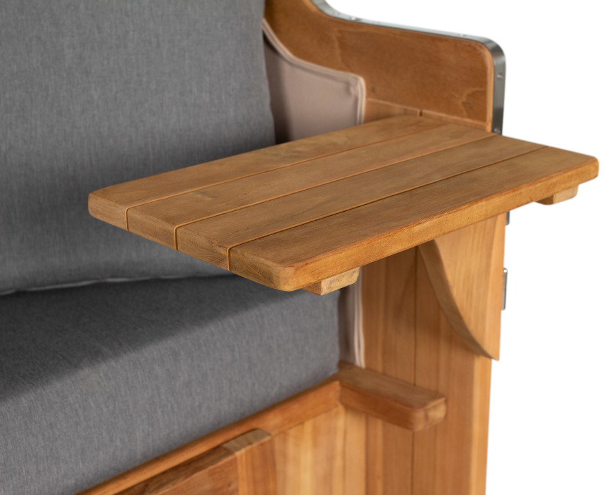 Strandkorb Rantum Grande Bullauge Teak PE Banana Dessin 551